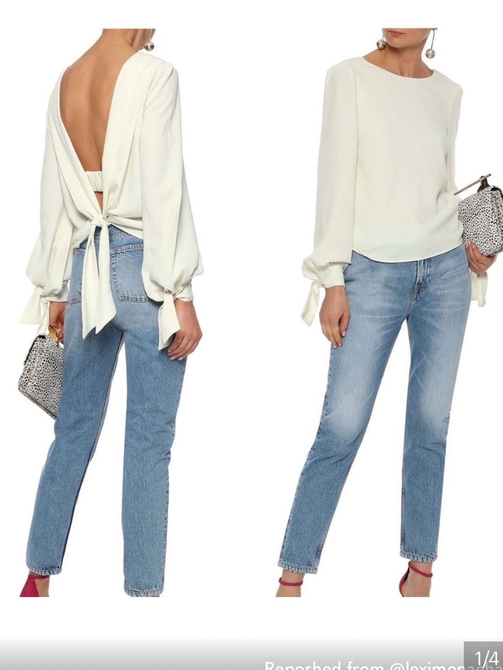NICHOLAS Valentine tie-back crepe de chine blouse size 4 US